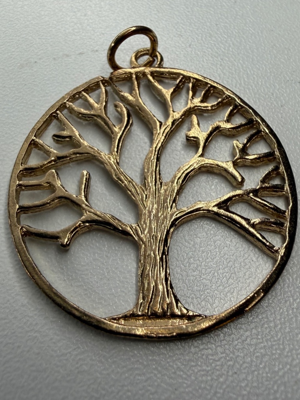 Vintage Gold Tone Tree of Life Charm Pendant 1 ¼" - Picture 1 of 8